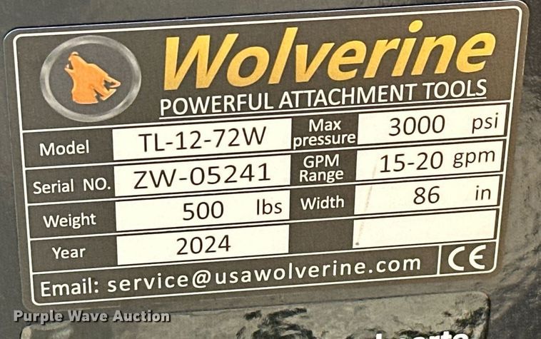 image for item EJ5301 2024 Wolverine TL-12-72W 72