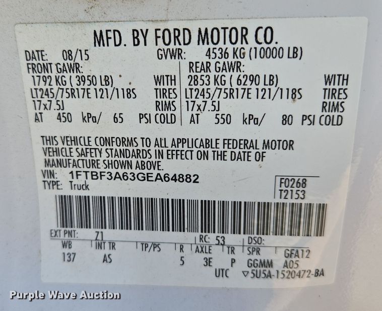 image for item EQ3858 2016 Ford F350 Super Duty XL pickup truck