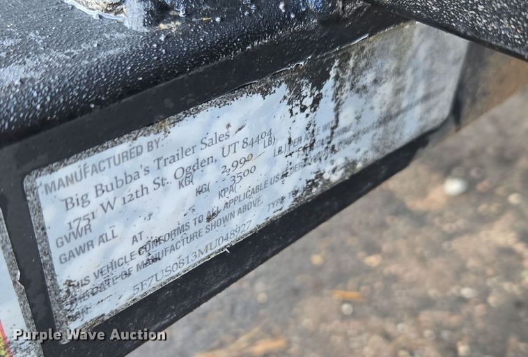 image for item ER5051 2021 Big Bubbas utility trailer