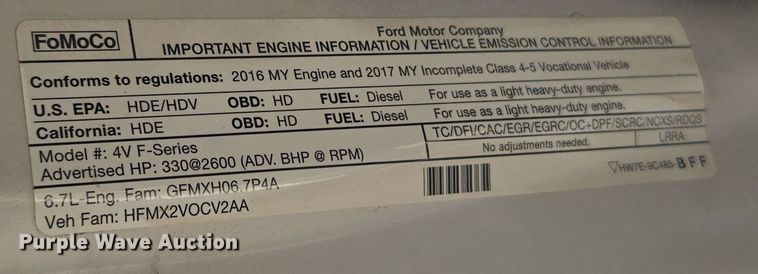 image for item ER5054 2017 Ford F450 Super Duty XL flatbed truck