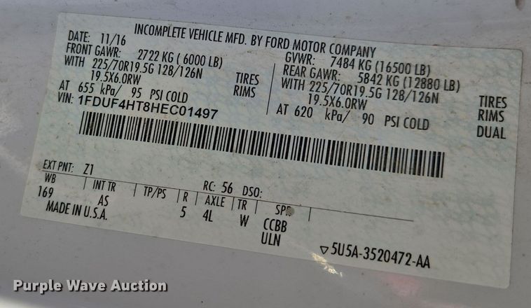 image for item ER5054 2017 Ford F450 Super Duty XL flatbed truck