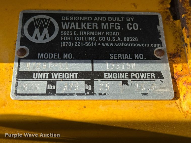 image for item LH9385 2016 Walker MT25I-11 ZTR lawn mower