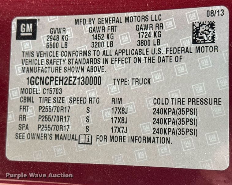 image for item LH9389 2014 Chevrolet Silverado 1500 pickup truck