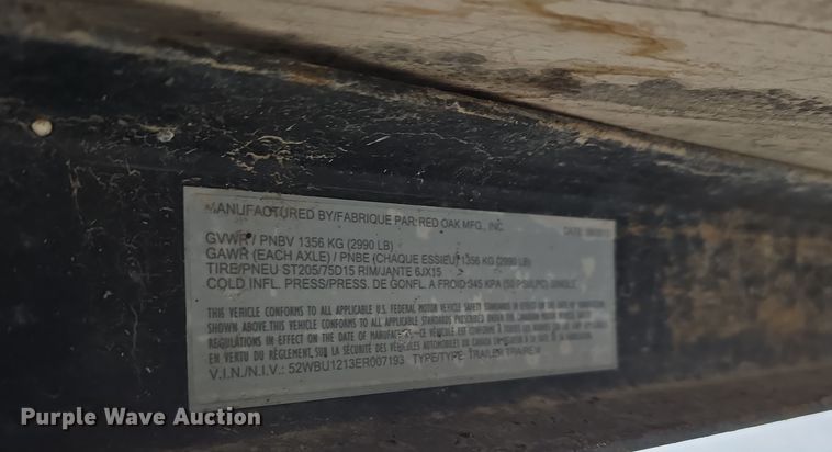 image for item LX9023 2014 Red Oak Finish Line utility trailer