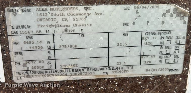 image for item NJ9671 2005 Alfa See Ya XC-R RV