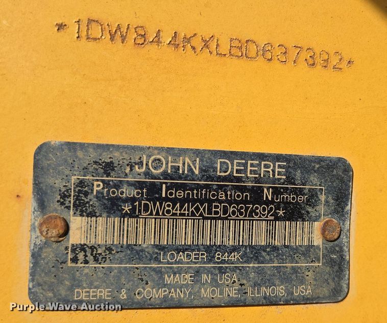 image for item DT5410 2011 John Deere 844K wheel loader