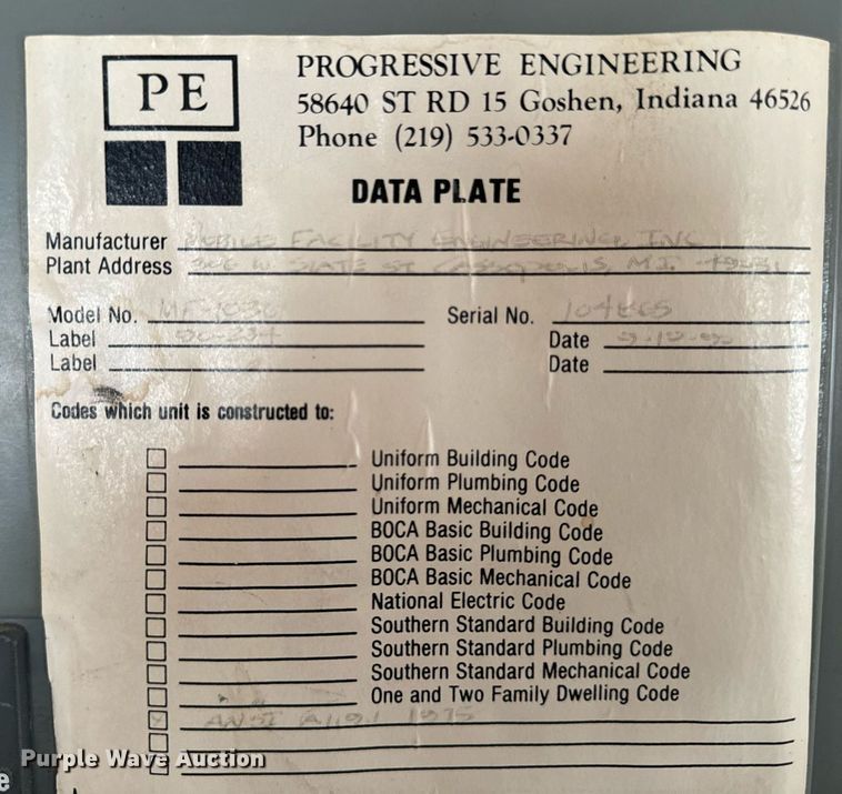 image for item DW2394 1990 MFEI MF1036 office trailer 