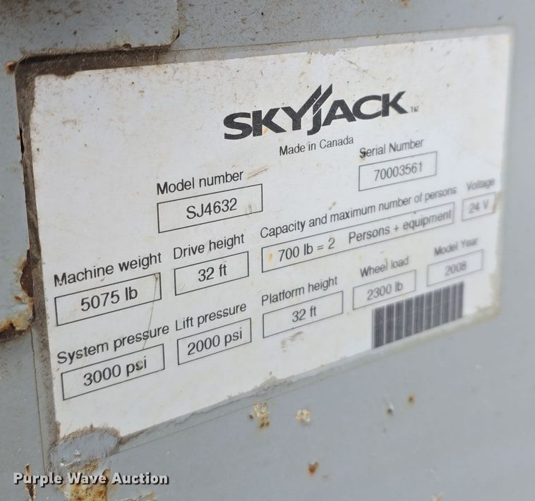 image for item DW3049 2008 Skyjack SJIII 4632 scissor lift