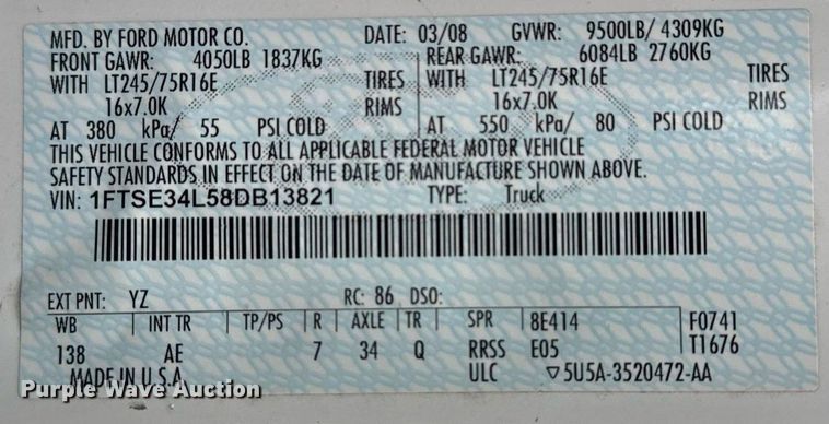 image for item EG2328 2008 Ford E350 Super Duty van with bucket lift