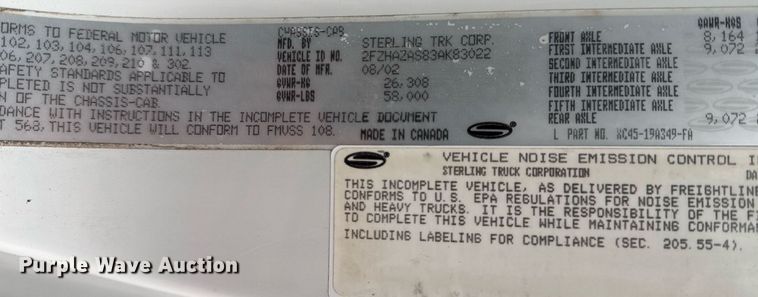 image for item EG2329 2003 Sterling bucket truck