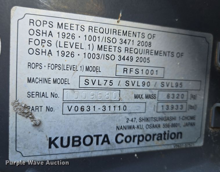 image for item EQ3857 Kubota  SVL 75-2 tracked skid steer loader