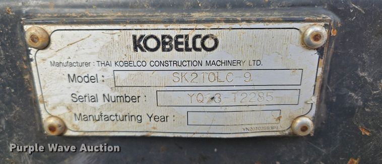 image for item EQ3880 2015 Kobelco  SK210LC-9 excavator