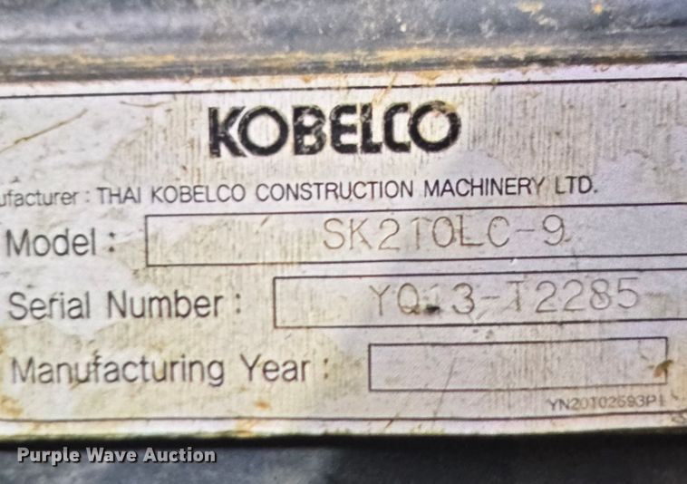 image for item EQ3880 2015 Kobelco  SK210LC-9 excavator