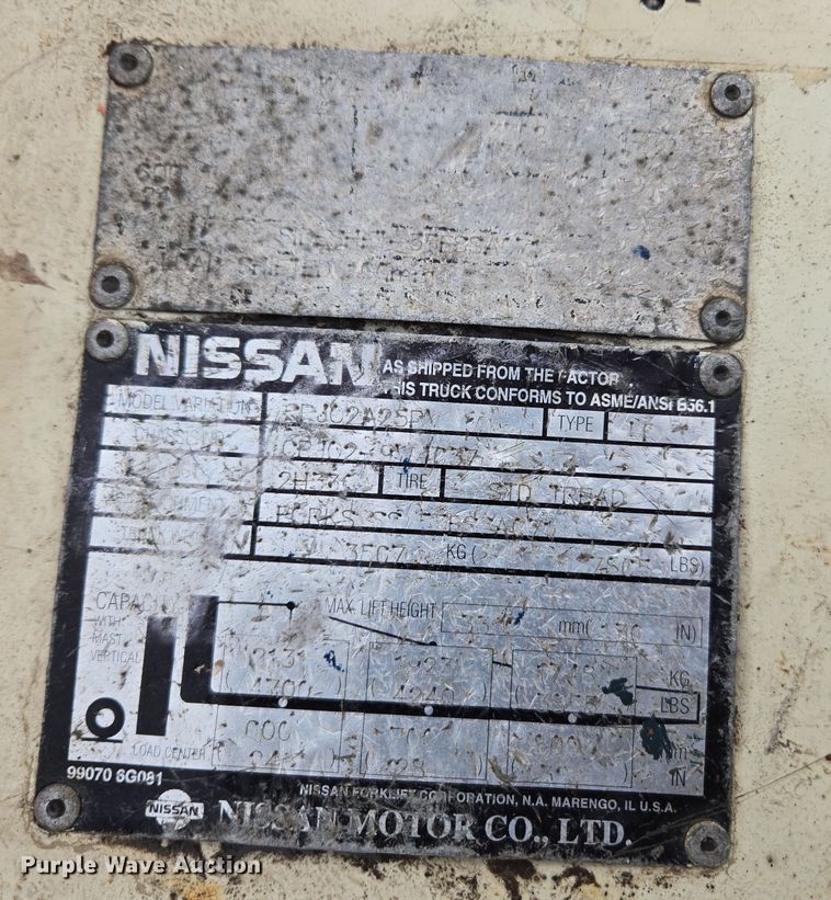 image for item ER5050 Nissan CPJ02A25P forklift