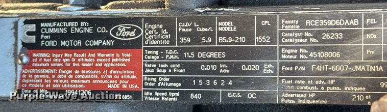 image for item LH9390 1995 Ford F800 bucket truck