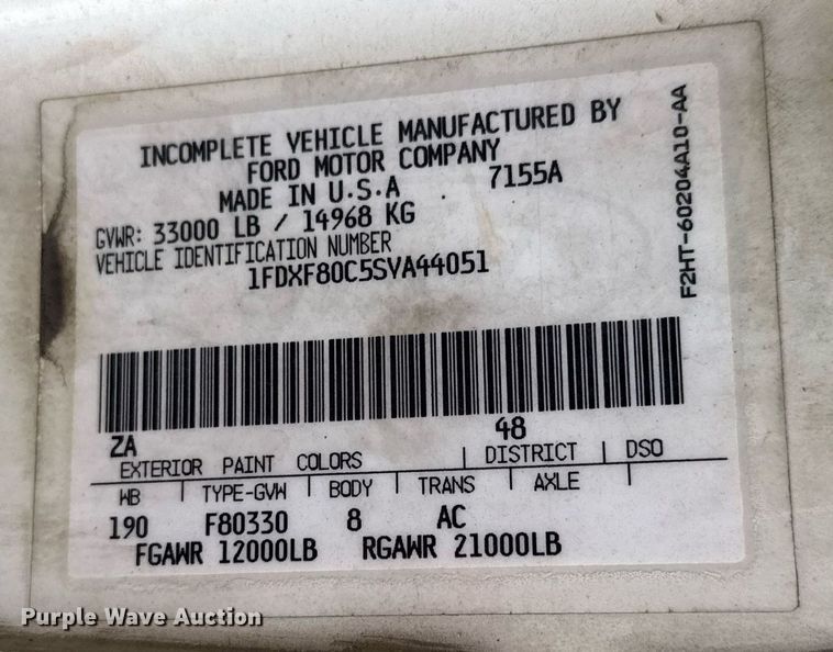 image for item LH9390 1995 Ford F800 bucket truck