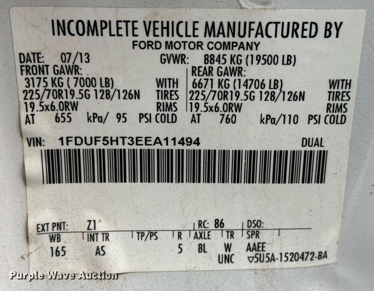 image for item LH9392 2014 Ford F550 Super Duty XL utility / service truck