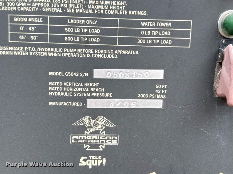 image for item DM5504 2006 American LaFrance Eagle ladder fire truck