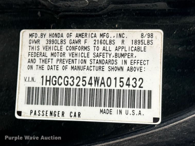 image for item DO0084 1998 Honda Accord 