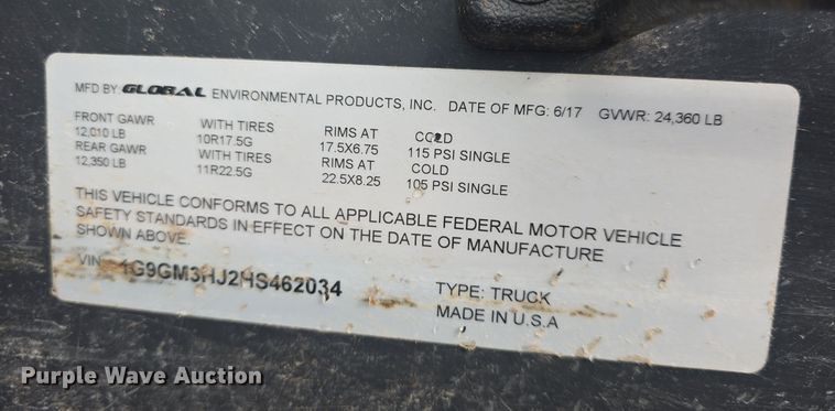 image for item DQ5360 2017 Global Environmental Products MX3 street sweeper