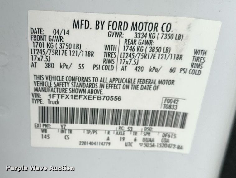 image for item DQ6532 2014 Ford F150 SuperCab pickup truck