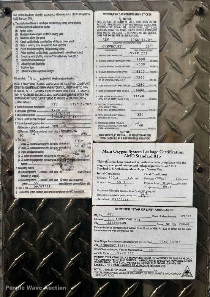 image for item DQ6542 2011 Chevrolet Express G4500 ambulance