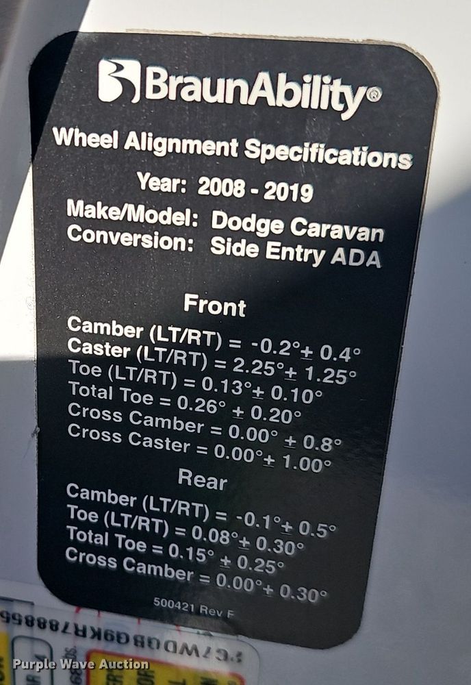 image for item DV0188 2019 Dodge Grand Caravan handicap accessible van