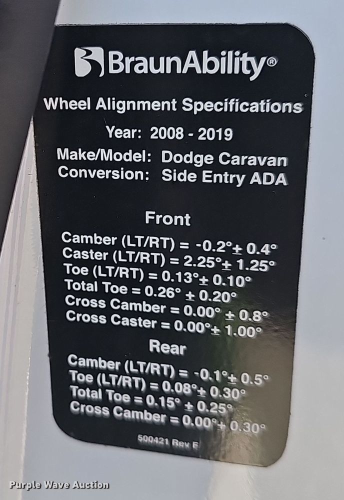 image for item DV0190 2019 Dodge Grand Caravan handicap accessible van