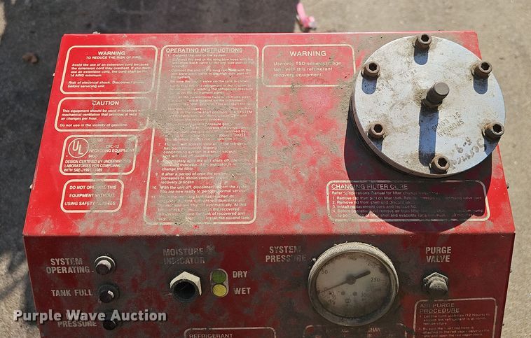 image for item DV0200 White Industries 01060 refrigerant recovery recycling system