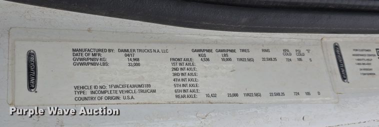 image for item DW3930 2018 Freightliner Business Class M2 street sweeper truck