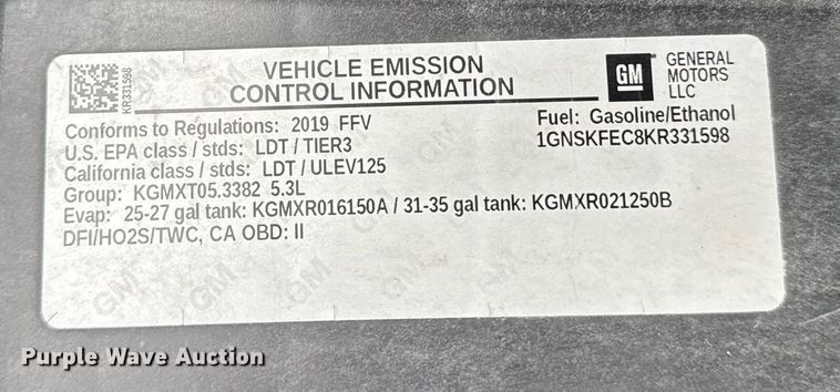 image for item EG7108 2019 Chevrolet Tahoe Police SUV