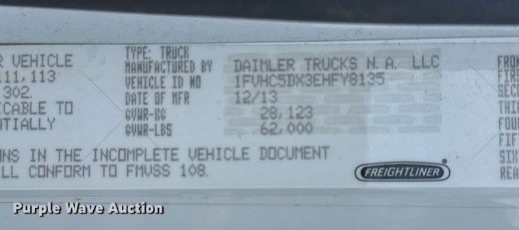 image for item EG7928 2014 Freightliner Business Class M2 truck cab and chassis