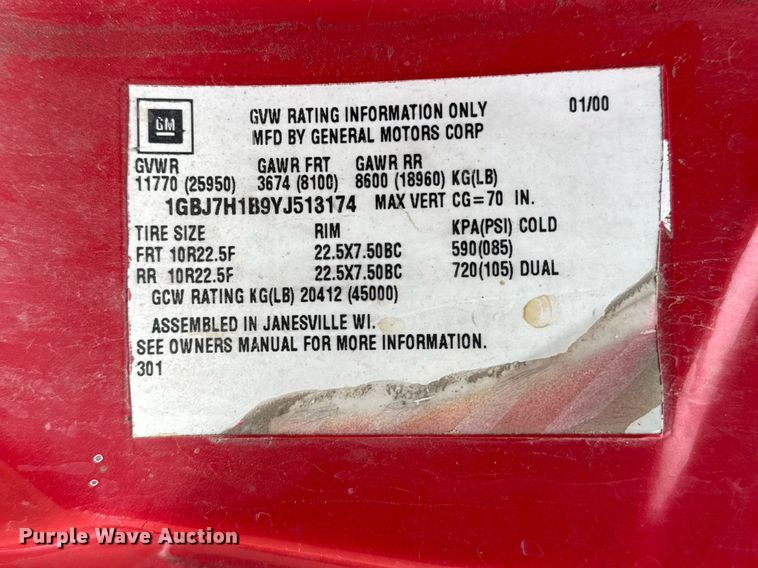 image for item EG7946 2000 Chevrolet C7 dump truck