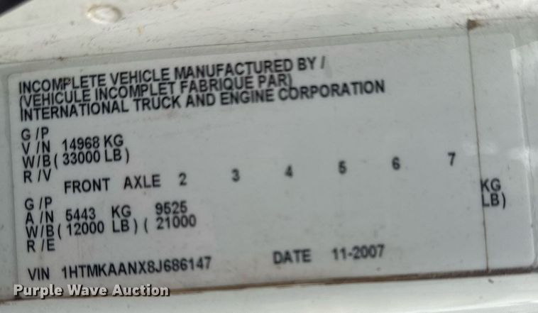 image for item EG7956 2008 International 4400 utility / service truck