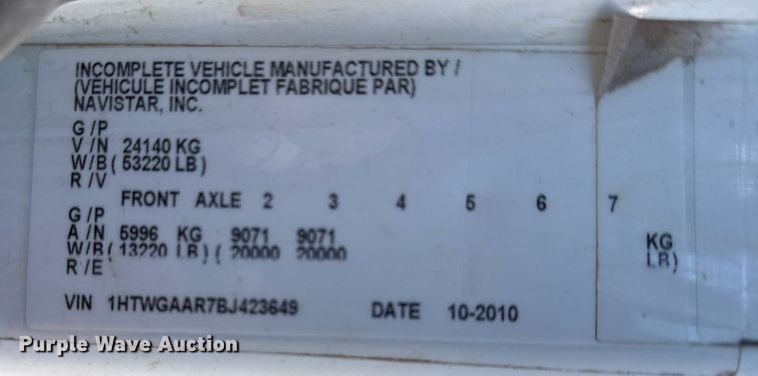 image for item EG7958 2011 International 7400 dump truck