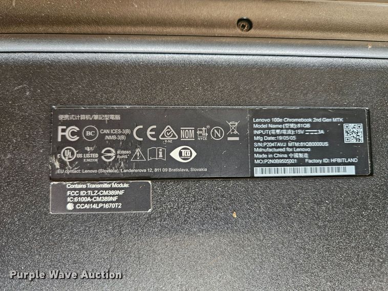 image for item EI8569 Approximately 645 Lenovo 100e Chromebooks