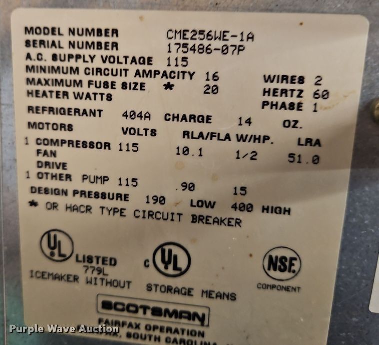 image for item EI8593 Scotsman ice machine