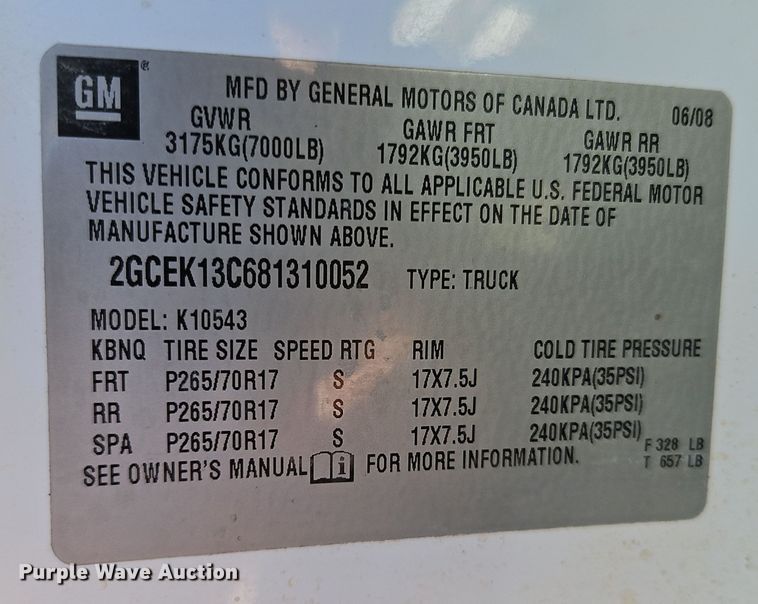 image for item EI8737 2008 Chevrolet Silverado 1500 Crew Cab pickup truck