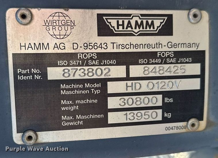 image for item EJ5277 2006 Hamm HD120 double drum vibratory roller