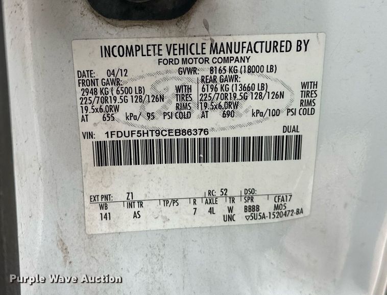 image for item EJ5287 2012 Ford F550 Super Duty XL bucket truck