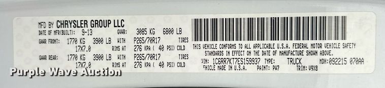 image for item ER1022 2014 Dodge Ram 1500 Crew Cab pickup truck