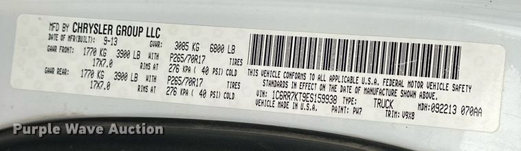 image for item ER1023 2014 Dodge Ram 1500 Crew Cab pickup truck