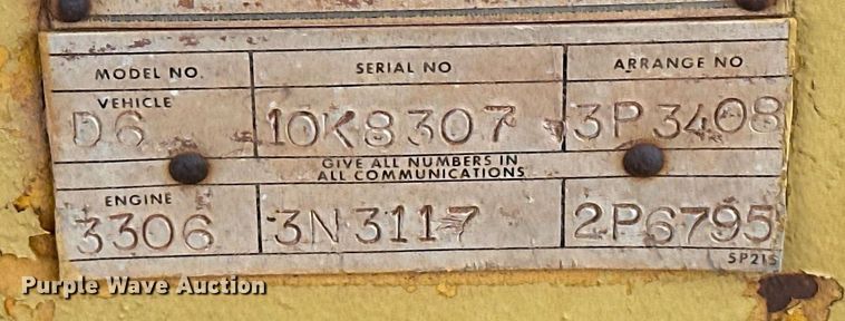 image for item ER1025 1973 Caterpillar D6C dozer