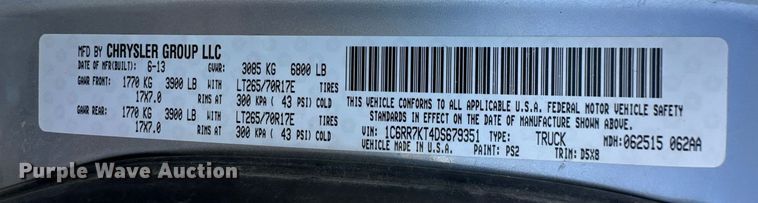 image for item ER8271 2013 Dodge Ram 1500 Crew Cab pickup truck