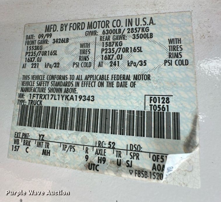 image for item ER8545 2000 Ford F150 animal control pickup truck