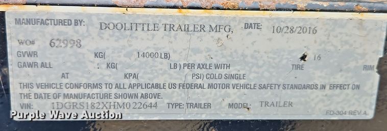 image for item NT9148 2017 Doo little  GT16+2 tilt deck equipment trailer