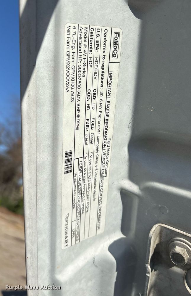 image for item OK9460 2016 Ford F450 Super Duty XL utility / service truck