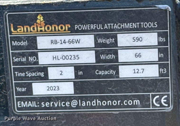 image for item DO0113 2023 LandHonor RB-14-66W skid steer rock bucket