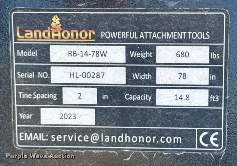 image for item DO0116 2023 LandHonor RB-14-78W skid steer rock bucket