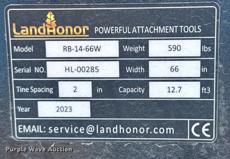 image for item DO0117 2023 LandHonor RB-14-66W skid steer rock bucket